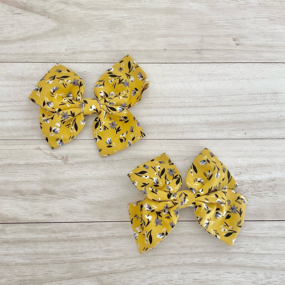 Girls Boho Yellow Bow Set of 2